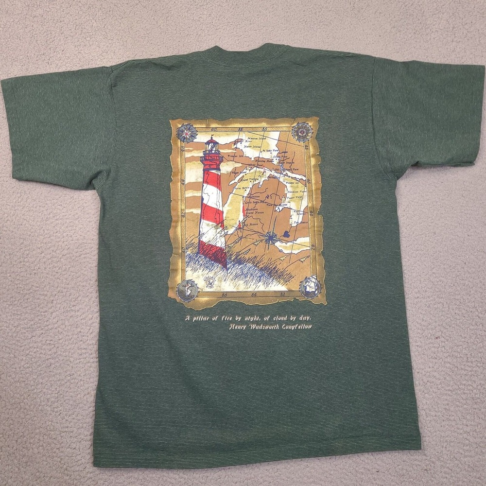 Vintage Michigan Lighthouse 1993 T-Shirt‎ Mens XL Tennessee River Gold USA Made